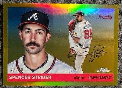 2025 Topps Chrome Platinum Anniversary Spencer Strider #148 Gold Refractor /50