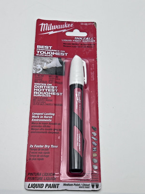 Milwaukee 48-22-3712 INKZALL White Liquid Paint Marker, Acrylic Nib/Xylene Free