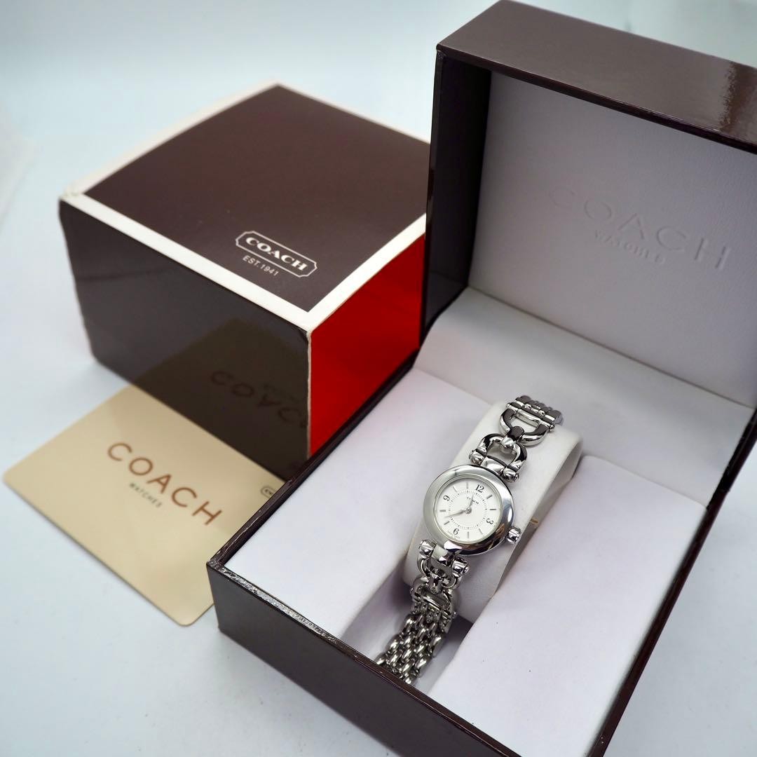 Good Condition COACH Watch with Box Ladies Silver White COACH,17359 thumbnail 2