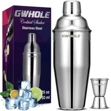 Cocktailshaker Set Cocktailmixer 750ml Bar Zubehör Edelstahl mit Cocktailreze...