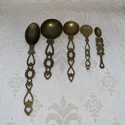 Vintage Goldfarben Messing Design Set 5 Teile Servierutensilien Set. 