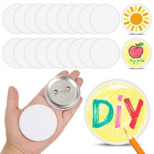 40 Pcs Blank White Button Pins 2.25 Inch/ 58 mm DIY Craft Button with White P...