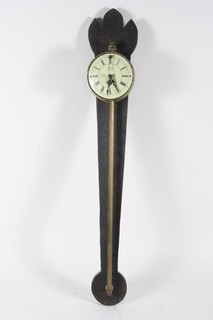 O55N42 Antique Saw Clock Front Zappler Dated 1750 Wood Metal Glass