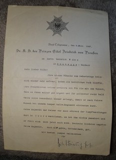 Brieftelegramm mit OU Prinz Eitel Friedrich von Preußen Juli 1940