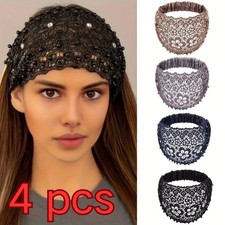 3/4 PCS Lace Wide Sports Yoga Headband Stretch Hairband Elastic Hair Band Turban