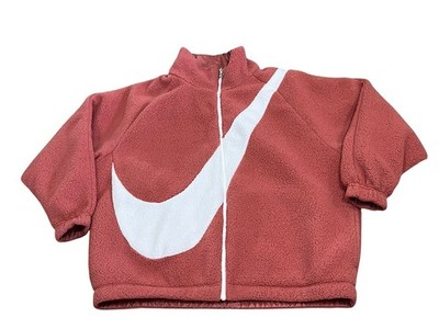 Nike Big Swoosh Reversible Boa Jacket Fleece Sherpa Medium Pink