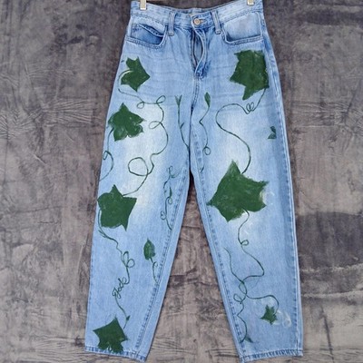 YMI Dream Jeans Womens 5 27 Light Wash High Rise Painted Vine Mom Denim