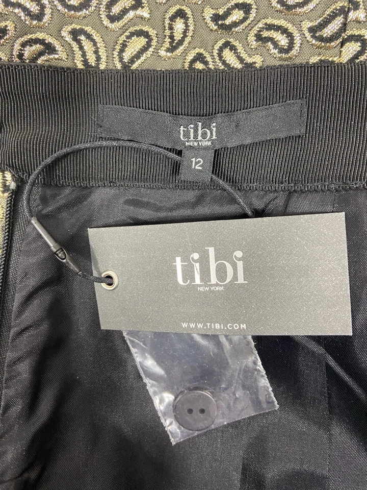 TIBI Size 12 Gold Embossed Bellow Knee Cocktail Skirt - Image 3 of 3