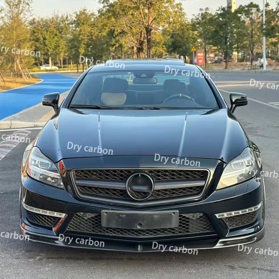 Parachoques delantero de fibra de carbono real apto para Mercedes Benz W218 CLS63 AMG alerón labio Foto 3 de 4