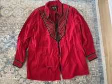 Bob Mackie Vintage Wearable Art 100 Silk Zip Up Blouse L NWT