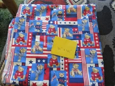Oakhurst Textiles Red White & Blue 39" x 45" Cotton Fabric - Cute Teddy Bears