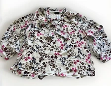 NWT LANE BRYANT Floral Blouse Tie Neck Artsy Chiffon Long Sleeve Top Size 14 XL