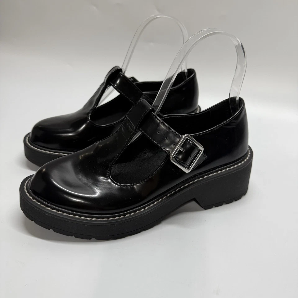 Mocasines Madden Girl Gruesos Plataforma Mary Jane Patente Talla 6 Academia Goth Emo Y2K Foto 2 de 4