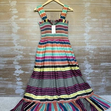 Mille NWT Garden Maxi Dress Ibiza Stripe Preppy Boho Classic Womens XS