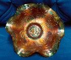 Nice Little Fenton Carnival Glass Ftd Sauce In Vaseline*Water Lily*