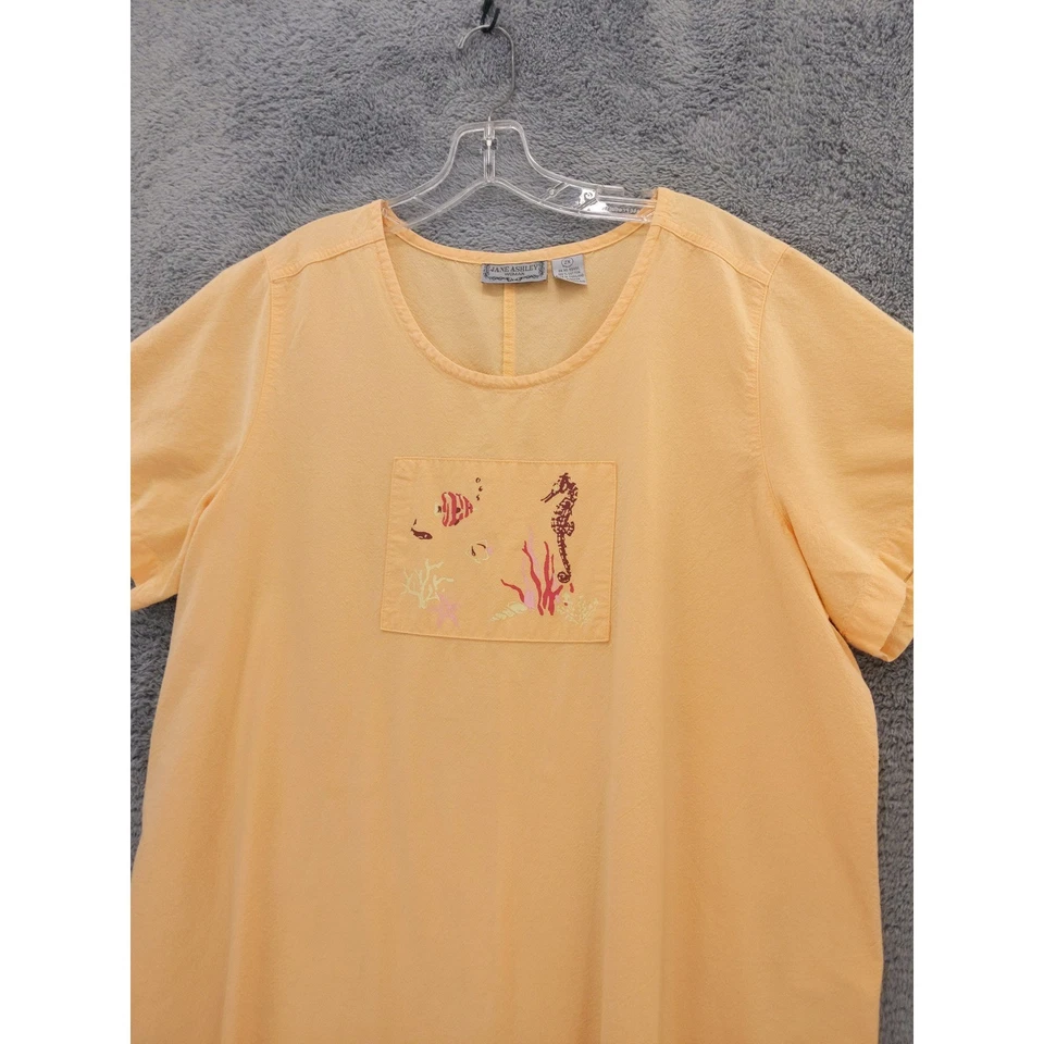 Vestido Jane Ashley Mujer 2X Arte para Usar Estampado en Bloque Océano Peces Caballitos de Mar Foto 2 de 4