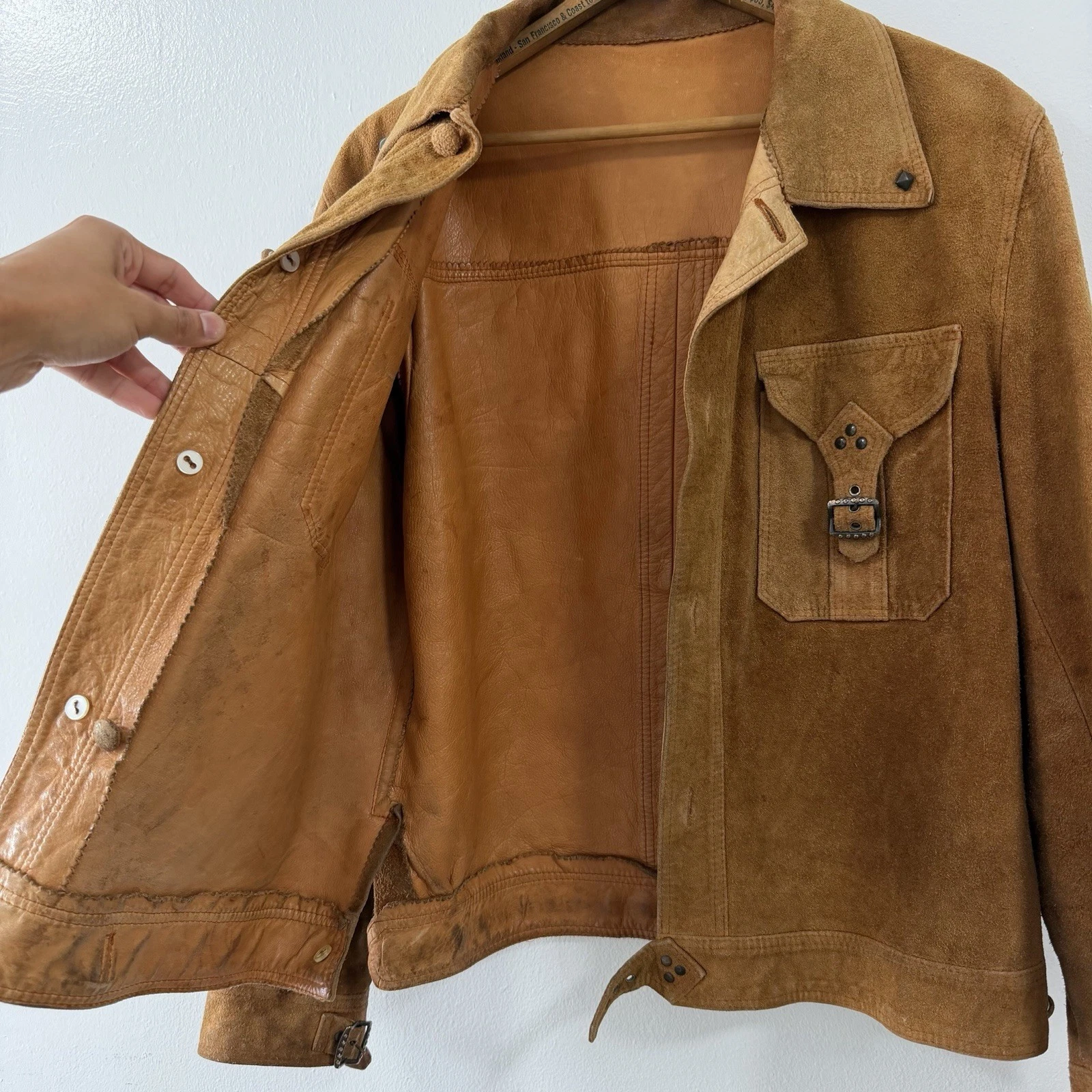 Vintage Brown Suede Leather Jacket Size 40 Western (RRL STYLE) Made In Hong Kong image 8