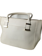 Borsa a mano Calvin Klein in pelle saffiano bianca ferramenta tono oro