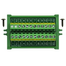 12 Position Screw Mount Terminal Block, 24A 400V, Distribution Module, Panel