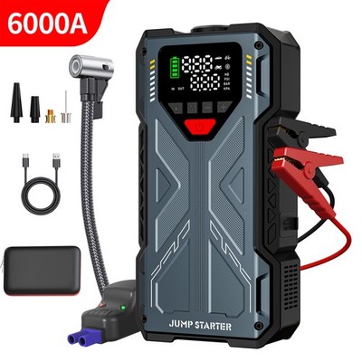 6000A Jump Starter Auto Starthilfe Ladegerät KFZ mit Luftkompressor Powerbank DE