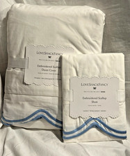 Pottery Barn Teen LoveShackFancy Embroidered Scallop QUEEN Duvet 1STD Sham NEW
