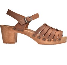 Sanita Silo Leather Wood Woven Sandal Clogs Boho Hippie Coastal Cottagecore 8