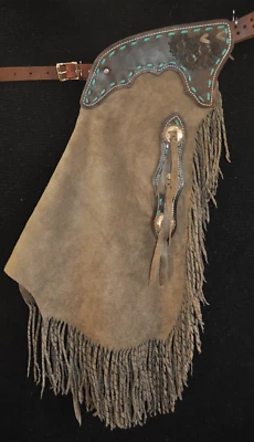 R BAR K Custom Made Leather Chinks/Rough Out Chaps/Made In USA