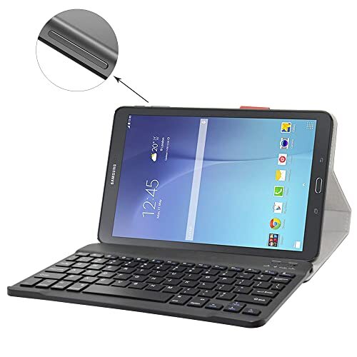 for Galaxy Tab E 9.6 Keyboard Case,Slim Stand PU Leather Case Cover with Black - Foto 3 di 8