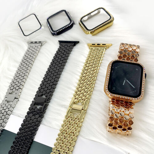For Apple Watch Band Series 6 SE 5 4 3 38mm-40mm Metal Strap + Diamond TPU Case - Picture 11 of 16