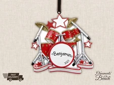 Drum Set Hand Personalized Christmas Ornament-Drummer Music Lover