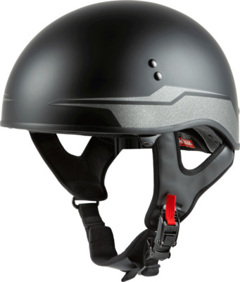 Gmax HH-65 Black/Silver Source Naked Motorcycle Half Helmet Adult Sizes XS & SM