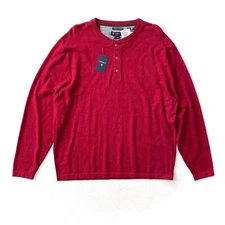 Daniel Cremieux Sweater Nwt Red Cotton Cashmere 1/4 Button Henley XL