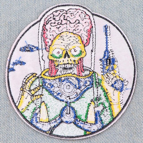 Parche de hierro bordado con logotipo redondo de la película alienígena marciana de Mars Attacks - Imagen 2 de 7