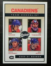 2001-02 01/02 Upper Deck Vintage TEAM CHECKLIST #139 Montreal Canadiens Koivu