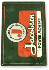 JACOBSEN POWER MOWERS 11 X 8 TIN SIGN NOSTALGIC REPRODUCTION ADVERTISEMENT