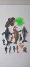 Lot of 15 Plastic Sea Life Creatures Animals Toys Sharks Turtle Whale Octopus