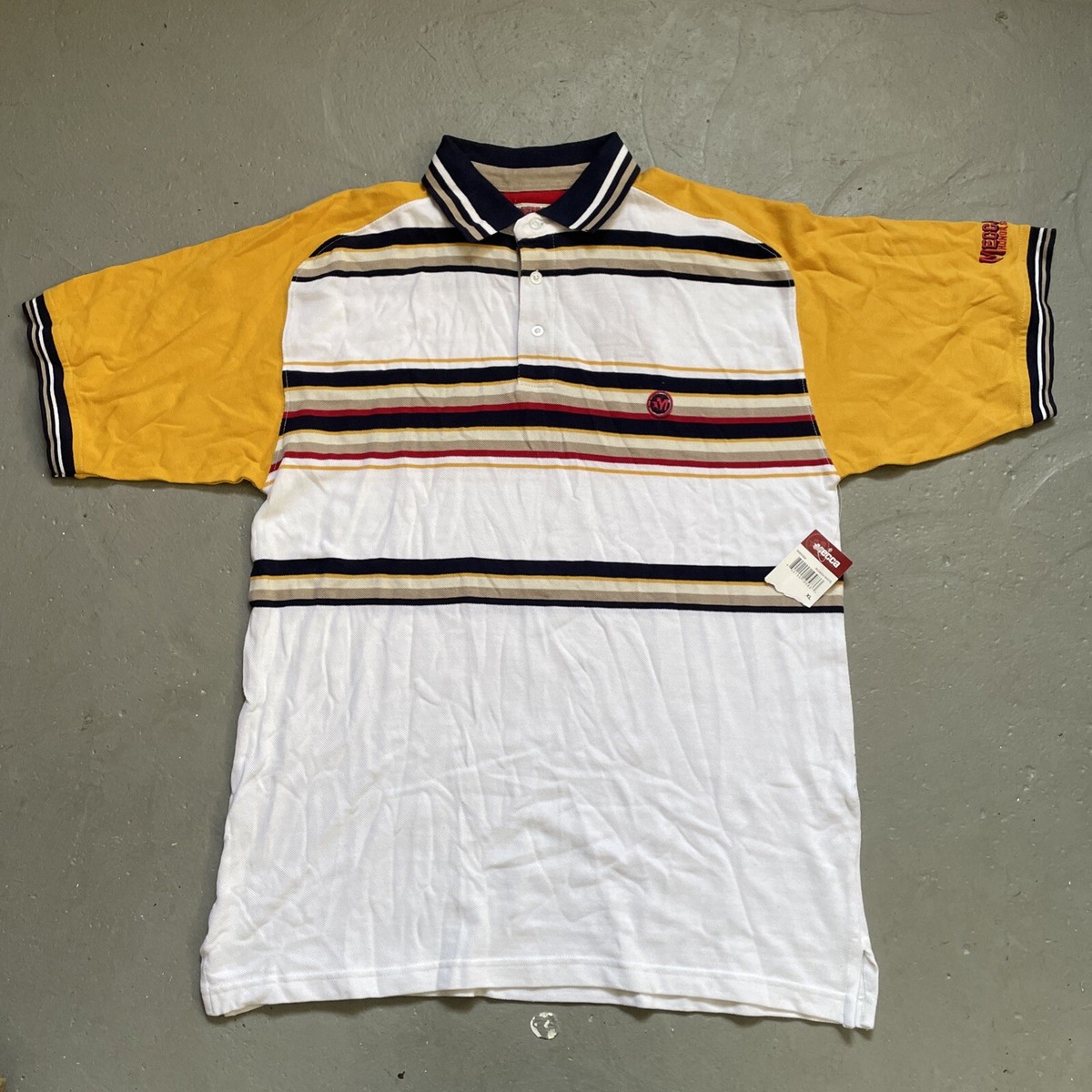 Vintage 1990s Mecca USA Srtripe Urban Hip Hop Streetwear Polo