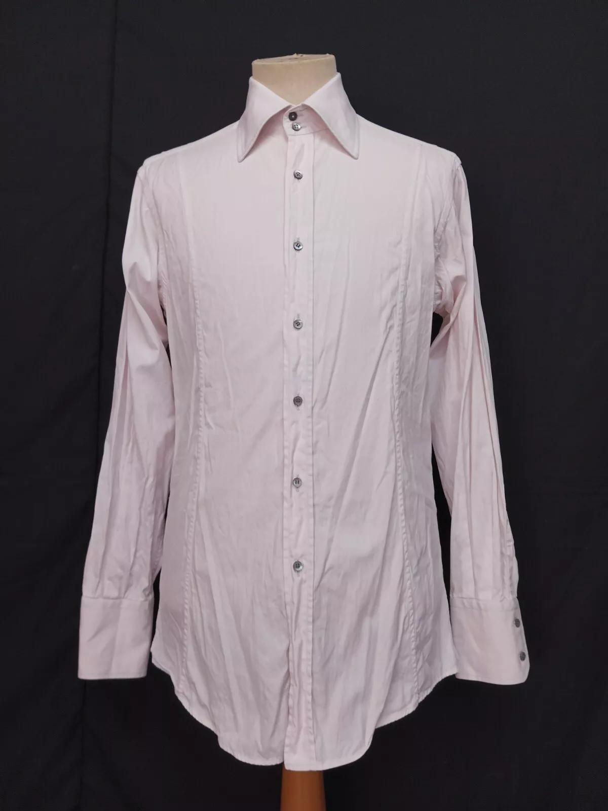 Chemise habillée homme GUCCI fabriquée en Italie en coton rose pastel massif L/S 15,5 39