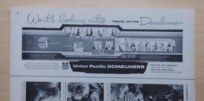 1956 Zeitschriftenanzeige für Union Pacific Domeliners - Schnittansicht des Zugwagens