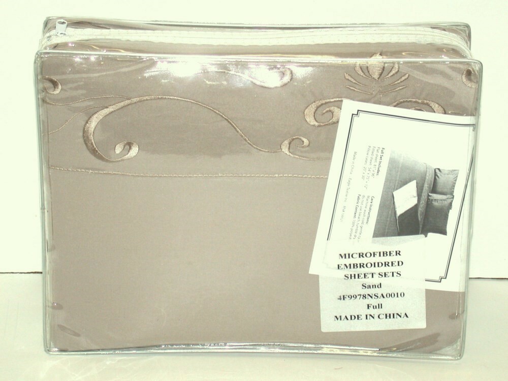 Kohl's Gramercy Microfiber Embroidered Sheet Set Sand Full 12
