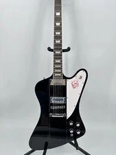 Electric Guitar  Black Firebird Chrome Hardware 2H Pickups White Fretboard