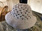 NEW Handmade Crochet Bucket Hat. Women/Youth. Sz M. Light Gray with Rose Tones. — photo 1