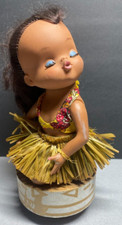 Vintage Soft Rubber Hawaiian Hula GIrl Doll Musical, Works Read 