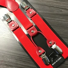 4-Clips Red Suspender for Adults Men Women Teens Wedding Formal (USA Seller) 