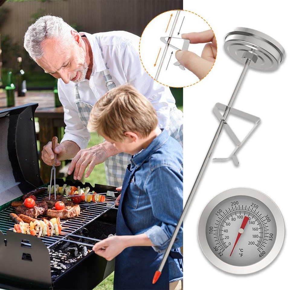 Stainless Steel Candy & Deep Fry Thermometer - 40-200°C With Hook & Pot Clip For Sugar Syrup-908010