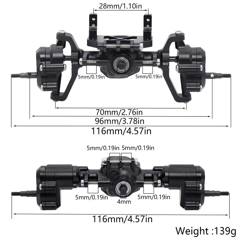 CNC Alu Front Rear Axle w/ Servo Mount Kit For 1/18 RC Crawler Redcat Ascent 18 - Image 2 of 4