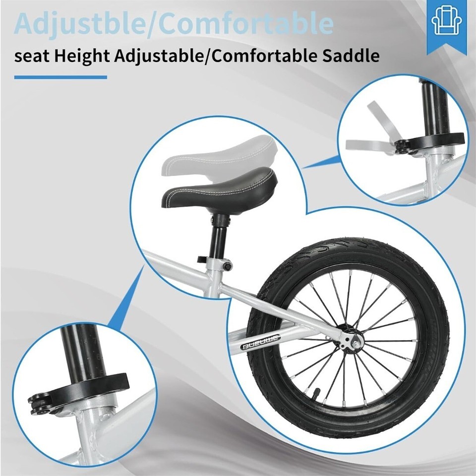 Bueuwe 16 inch Balance Bike for 38 Years Girl and Boy,No Pedal Kids