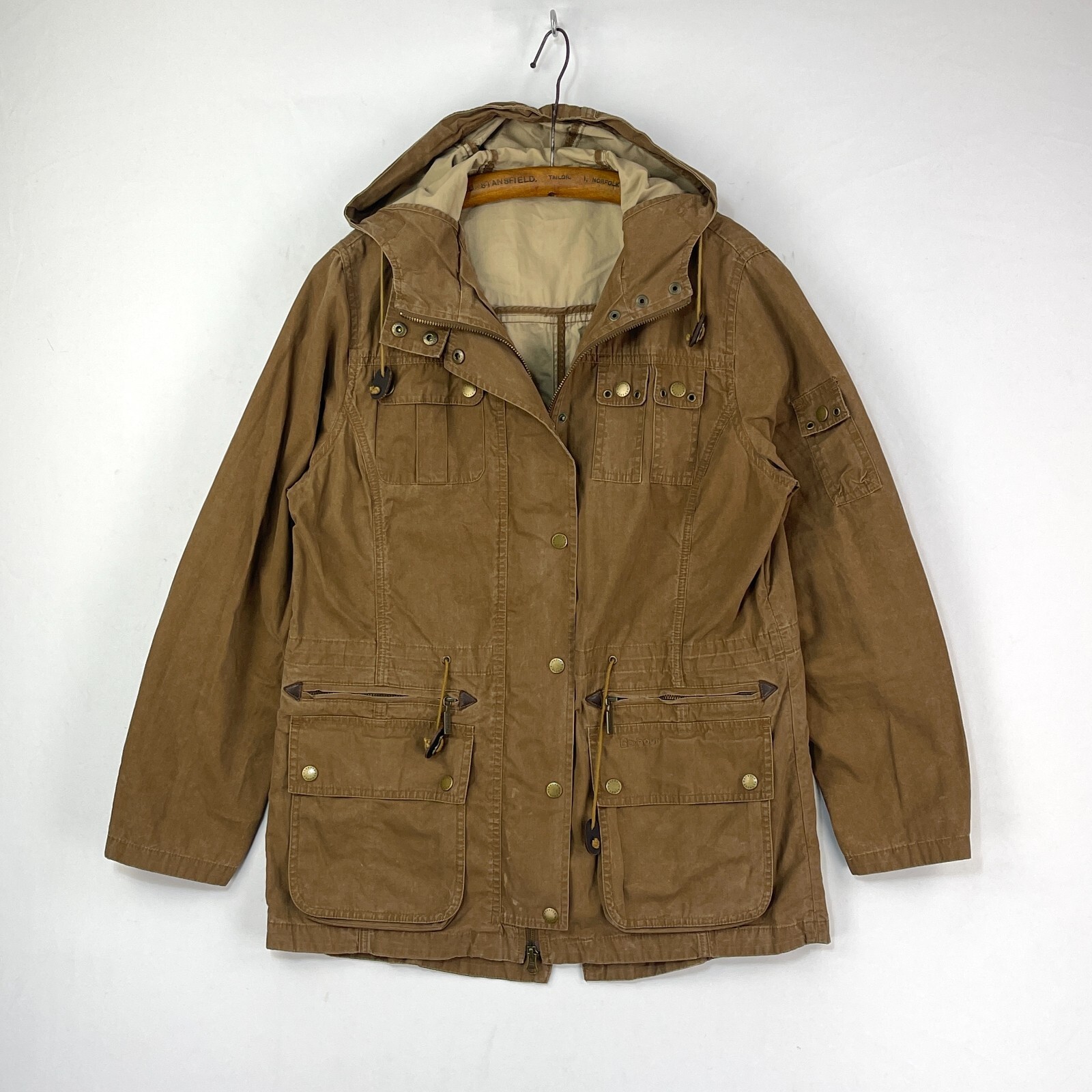 Abrigo Parka Barbour Hayle Mujer 12 Marrón Clásico Ligero Chaqueta Militar