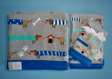 Gray 4 Piece Dachshund Dog Bathroom Towel Set – Bath, Hand & 2 Fingertips NWT