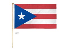 5' Wood Flag Pole Kit Wall Mount Bracket With 3x5 Puerto Rico Country Poly Flag